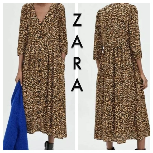 leopard print midi dress zara